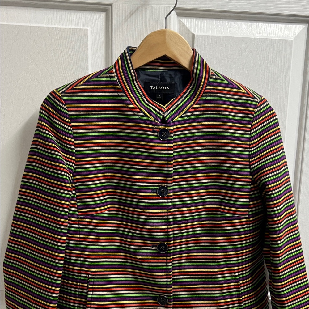 Talbots Multicolor Striped Blazer jacket size 6 N… - image 2